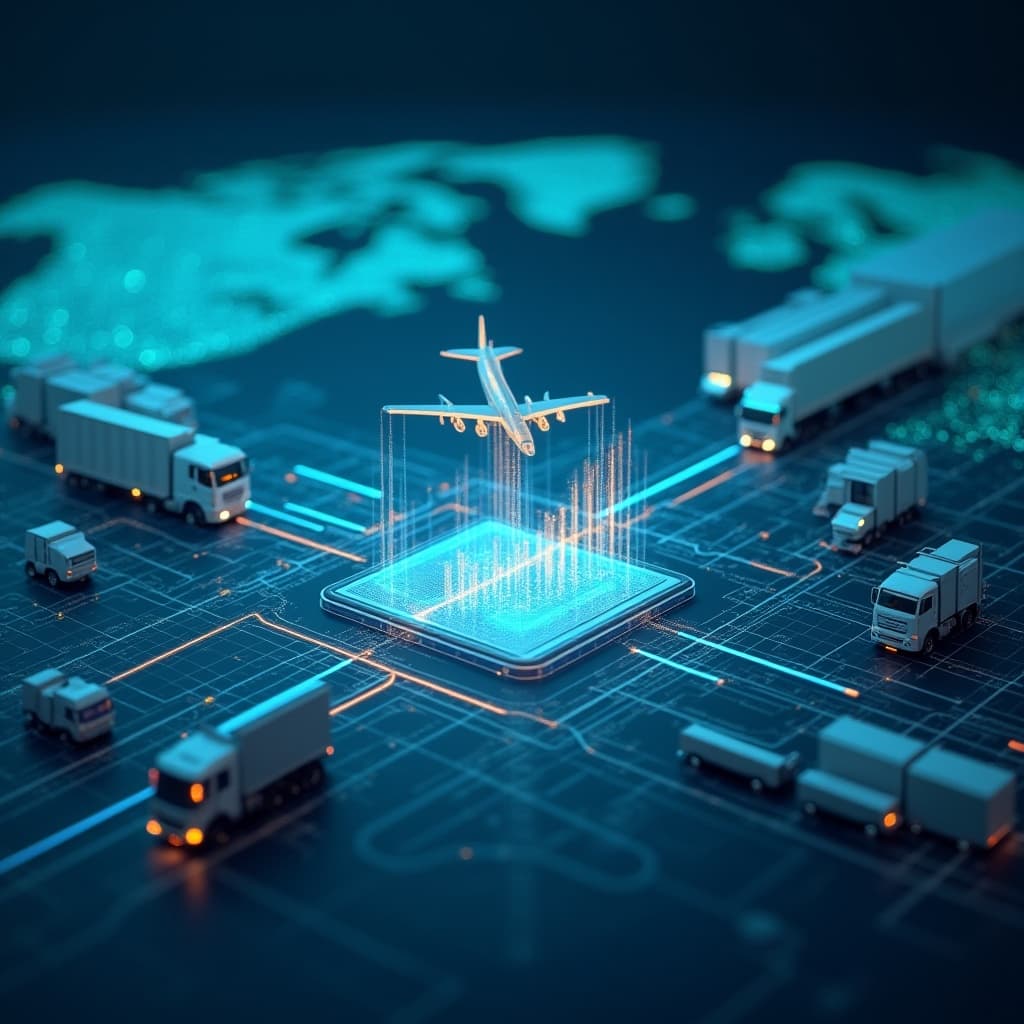 Global logistics network visualization.