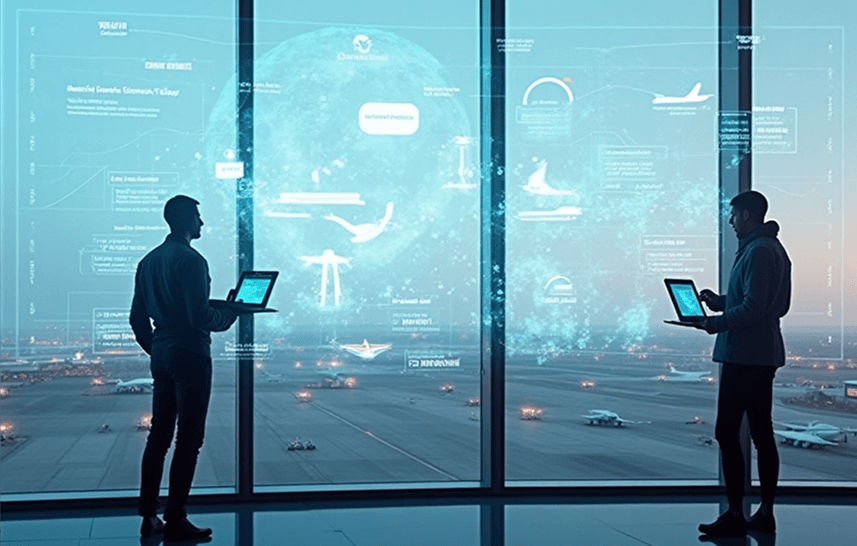 Digital interface showing flight scheduling and aircraft status, representing flight operations software.
