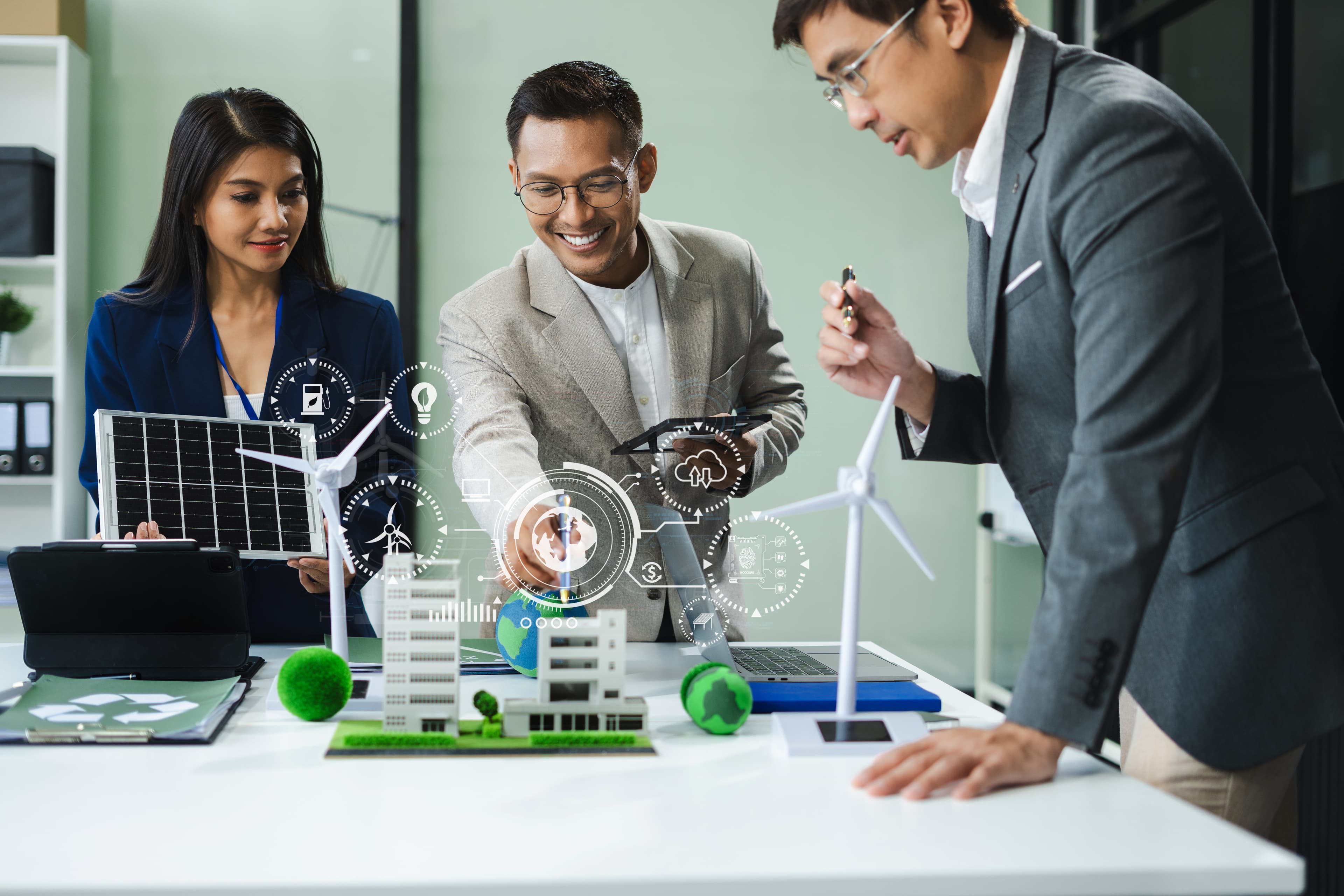 Abstract digital representation of energy flow and utility infrastructure, symbolizing Aroopa Technologies' innovative solutions.