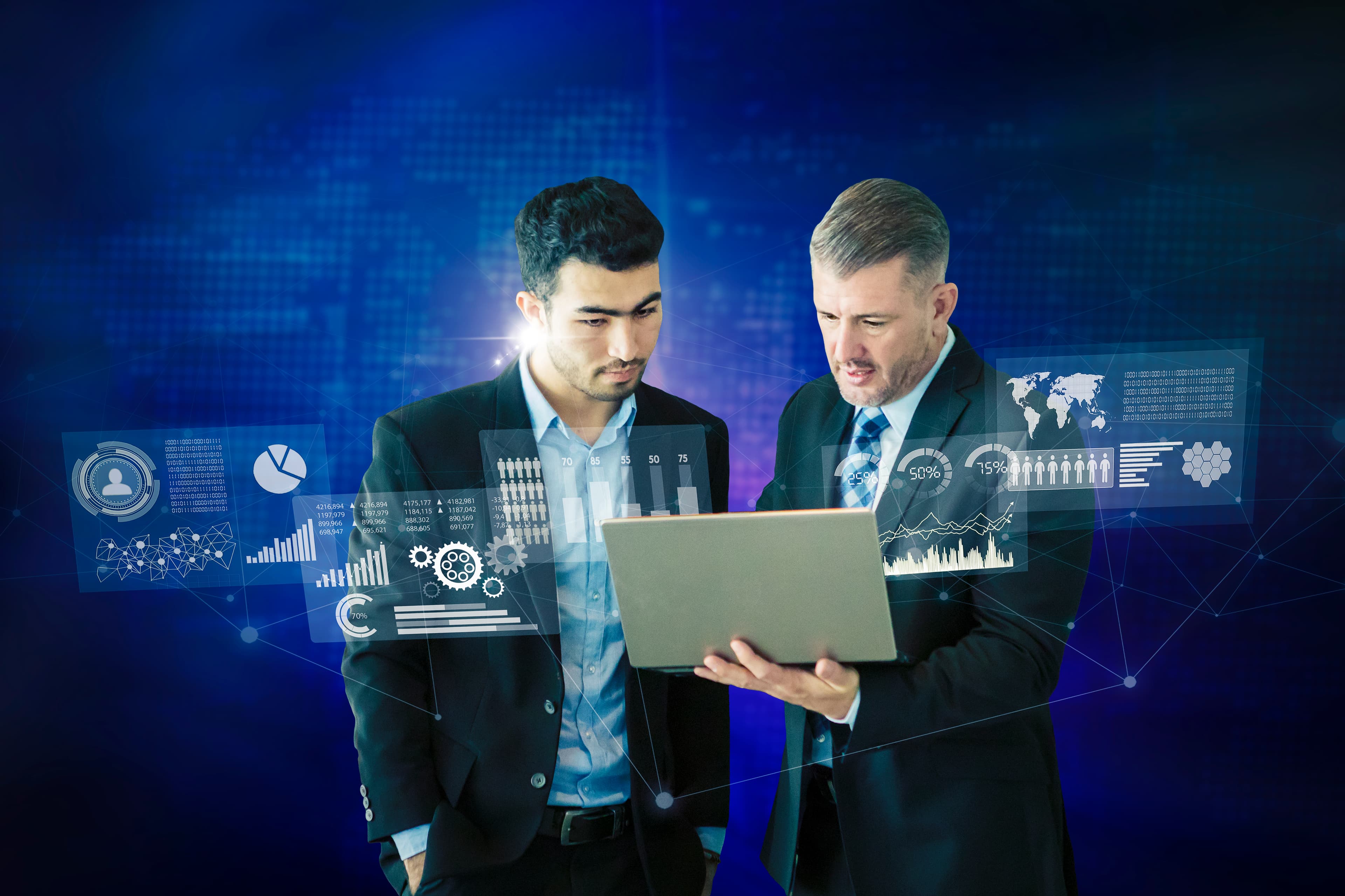 Successful partnership handshake in a modern business setting.