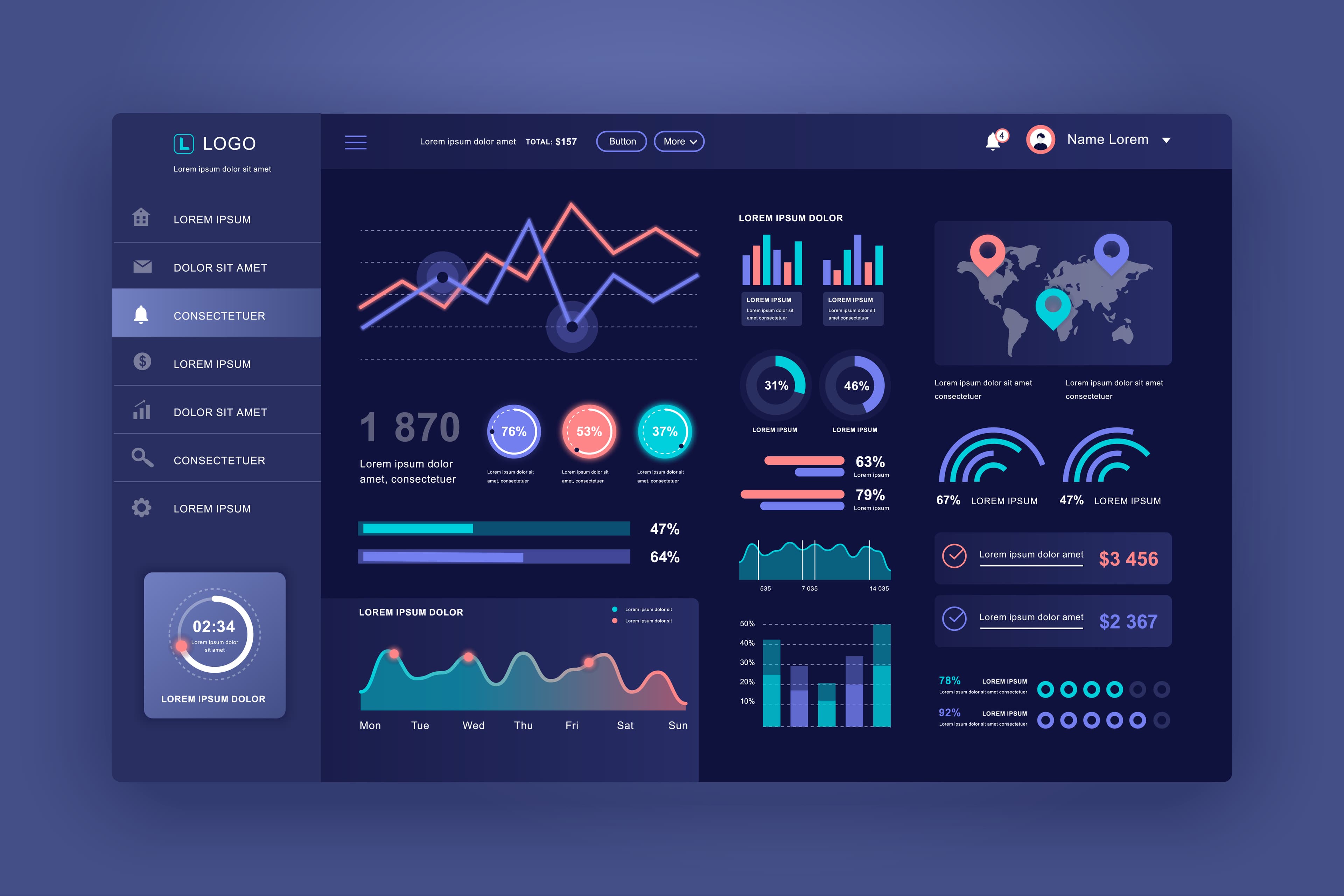 Legal analytics dashboard.
