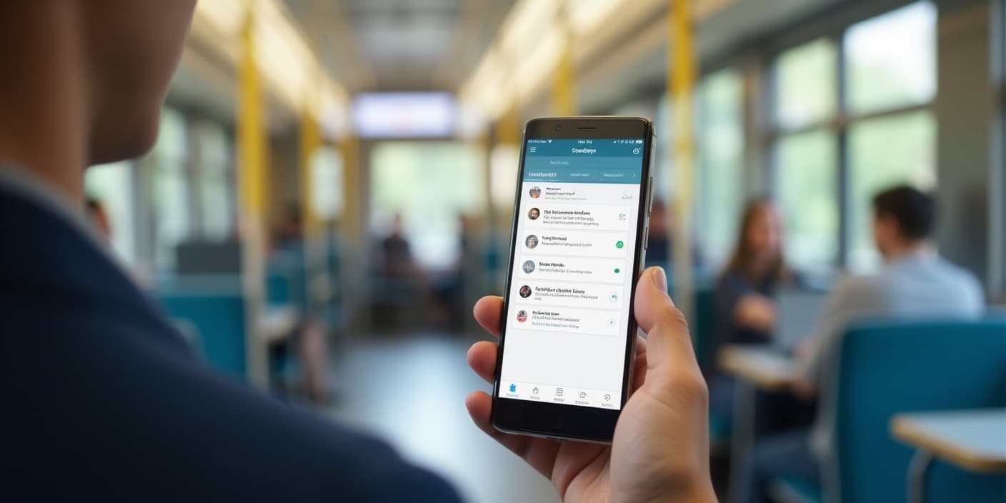A person using a workforce mobile app on their smartphone.