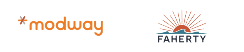 two logos for modway and faherty